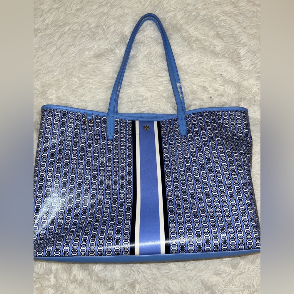 Tory Burch Blue Patterned Gemini Tote